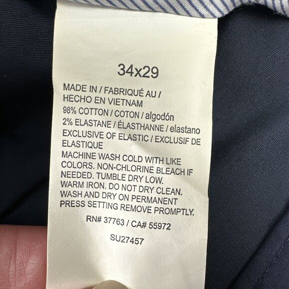 Savane Mens The Ultimate Performance Chino‎ Navy 34W / 29L Pleated Pants NWT - Picture 6 of 10